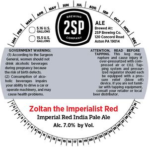 2sp Brewing Company Zoltan The Imperialist Red December 2015