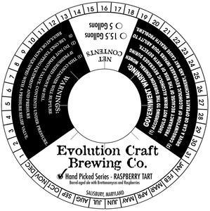 Evolution Craft Brewing Company Hand Picked Series- Raspberry Tart December 2015