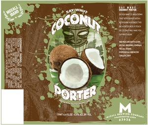 Mccalls Brewing Company Say Whut Coconut Porter December 2015