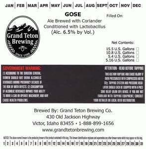 Grand Teton Brewing Gose November 2015