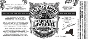 Captain Lawrence Brewing Co 10 Years Later Barleywine Style Ale December 2015