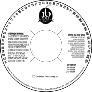 16 Mile Brewing Company, Inc Gutentart Sour Cherry Ale January 2016