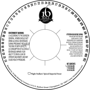 16 Mile Brewing Company, Inc Night Stalkers' Spiced Imperial Stout January 2016