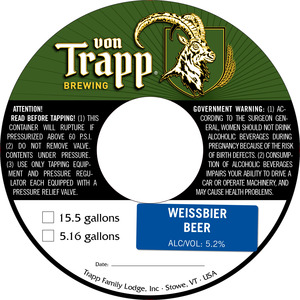 Von Trapp Brewing Weissbier January 2016