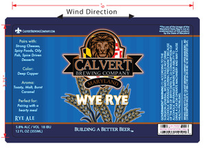 Calvert Brewing Company Wye Rye January 2016