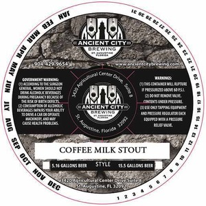 Coffee Milk Stout Ancient City Brewing Co. January 2016