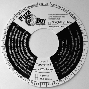Pizza Boy Brewing Co. Straight Up Hefe January 2016