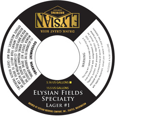 Elysian Brewing Company Elysian Fields Specialty Lager #1 February 2016