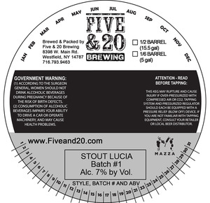 Five & 20 Brewing Stout Lucia February 2016