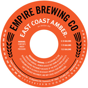 Empire Brewing Company East Coast Amber February 2016