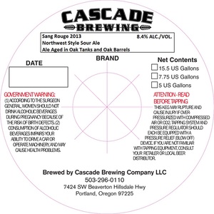 Cascade Brewing Company Sang Rouge March 2016