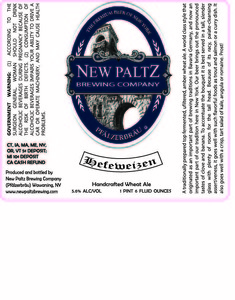 New Paltz Brewing Company Hefeweizen February 2016