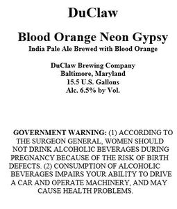 Duclaw Brewing Blood Orange Neon Gypsy