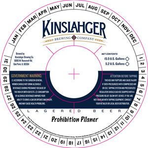 Kinslahger Prohibition Pilsner March 2016