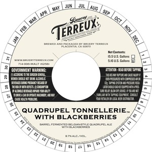 Bruery Terreux Quadrupel Tonnellerie With Blackberries February 2016