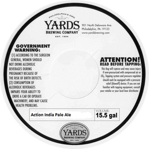 Yards Brewing Company Action Inda Pale Ale February 2016