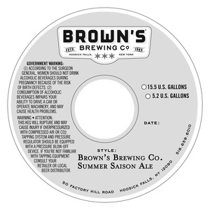 Brown's Brewing Co. Summer Saison Ale March 2016