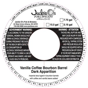 Jackie O's Vanilla Coffee Bourbon Barrel Dark Appra March 2016
