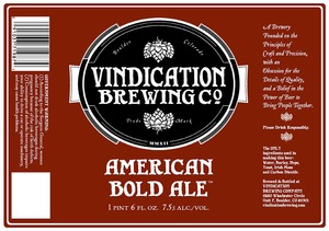 Vindication Brewing Company American Bold Ale