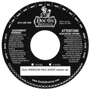 Doc G's Brewing Company Doc's American Pale Wheat Session Ale