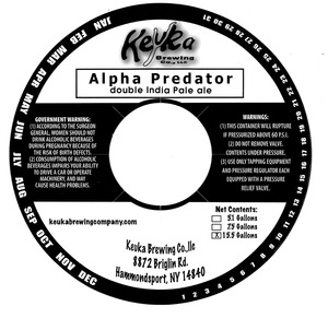 Keuka Brewing Co.,llc Alpha Predator March 2016