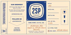 2sp Brewing Company Antonym Ale, Barrel Aged April 2016