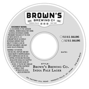 Brown's Brewing Co. India Pale Lager April 2016
