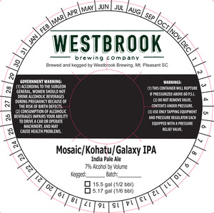 Westbrook Brewing Company Mosaic/kohatu/galaxy IPA