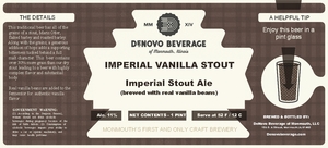 Imperial Vanilla Stout April 2016