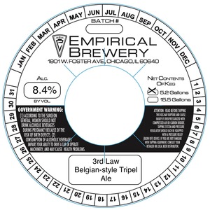 3rd Law Belgian-style Tripel April 2016