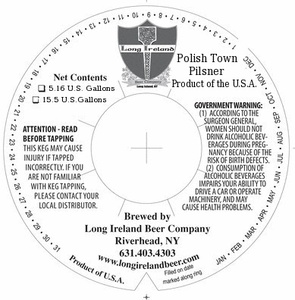 Long Ireland Beer Company Polsh Town Pilsner April 2016