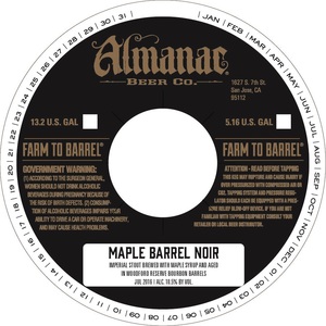 Almanac Beer Co. Maple Barrel Noir April 2016