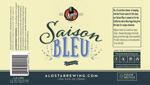 Alosta Brewing Co. Saison Bleu April 2016