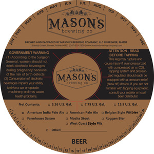 Mason's Brewing Company American India Pale Ale April 2016