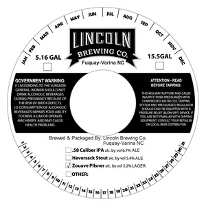 Lincoln Brewing Co. Zouave Pilsner May 2016