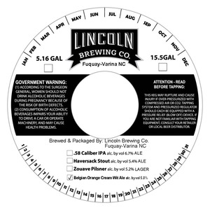 Lincoln Brewing Co. Belgian Orange Cream Wit May 2016