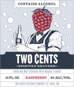 Two Cents Spirited Seltzer Raspberry