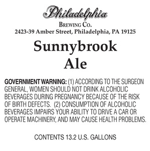 Philadelphia Brewing Co. Sunnybrook Ale May 2016