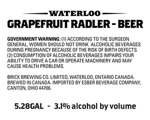 Waterloo Grapefruit Radler Beer 