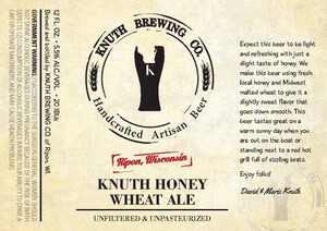 Knuth Brewing Company Knuth Honey Wheat Ale May 2016