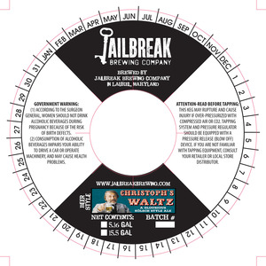Jailbreak Brewing Company Christoph's Waltz May 2016