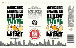 Birdsong Doin' Thyme Witbier May 2016