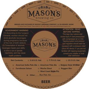 Mason's Brewing Company Rye Pale Ale May 2016