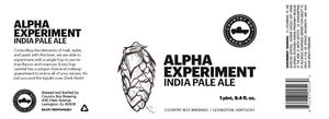 Country Boy Brewing Alpha Experiment IPA May 2016