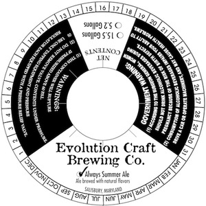 Evolution Craft Brewing Company Always Summer Ale June 2016