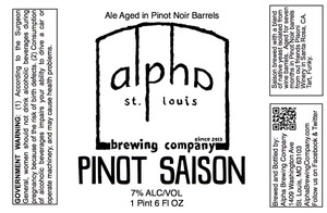 Alpha Brewing Company Pinot Saison June 2016