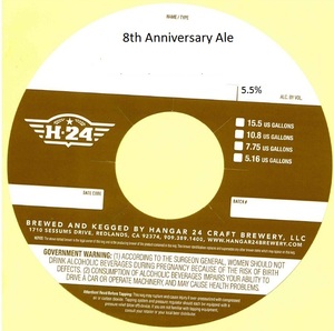 Hangar 24 Craft Brewery 8th Anniversary Ale June 2016