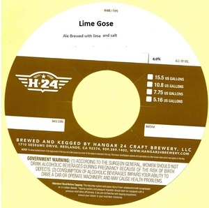 Hangar 24 Craft Brewery Lime Gose June 2016