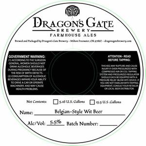 Dragons' Gate Brewery Belgian-style Wit Beer