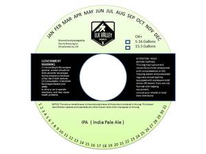 Elk Valley Brewing Company IPA (india Pale Ale) June 2016